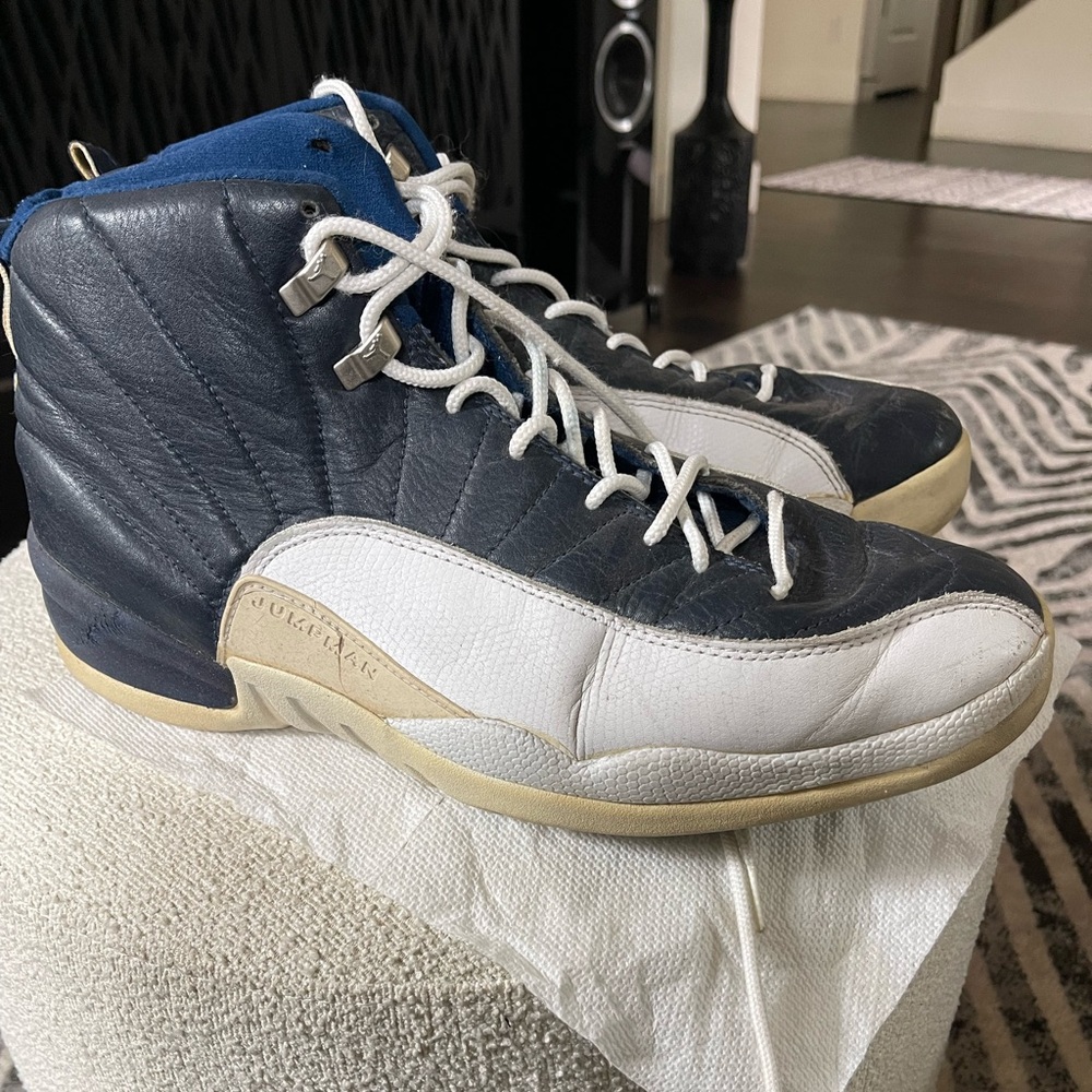 Used Jordan 12 Sneakers in Navy Blue and White - Picture 2 of 4